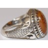Iran Islam Shia Allah & 14 Masoomeen Natural Yellow Agate Aqeeq Aqiq Akik Sterling Silver 925 Ring