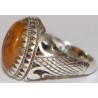 Iran Islam Shia Allah & 14 Masoomeen Natural Yellow Agate Aqeeq Aqiq Akik Sterling Silver 925 Ring