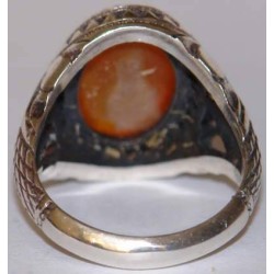 Iran Islam Shia Allah & 14 Masoomeen Natural Yellow Agate Aqeeq Aqiq Akik Sterling Silver 925 Ring