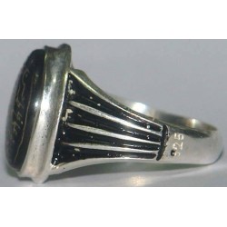 Iran Islam Shia Allah & 14 Masoomeen Natural Onyx Black Agate Aqeeq Aqiq Akik Sterling Silver 925 Ring