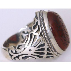 Iran Islam Quranic Ayat WA MAN YATTAQELLAH Dua'a for Sufficient Sustenance Engraved on Agate Aqeeq Sterling Silver 925 Ring