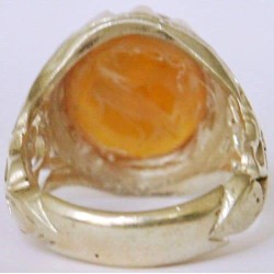 Iran Islam Shia Holy Names of Allah & Panjtan-e Pak Engraved on Natural Agate Aqeeq Aqiq Silver 9 Ring