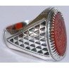 Iran Islam Quranic Ayat "Indeed Allah is with the patient" Engraved on Agate Aqeeq Sterling Silver 925 Ring