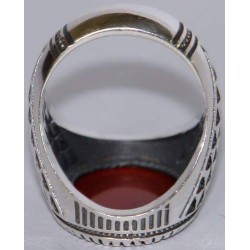 Iran Islam Quranic Ayat "Indeed Allah is with the patient" Engraved on Agate Aqeeq Sterling Silver 925 Ring