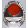 Iran Islam Quranic Ayat "Indeed Allah is with the patient" Engraved on Agate Aqeeq Sterling Silver 925 Ring