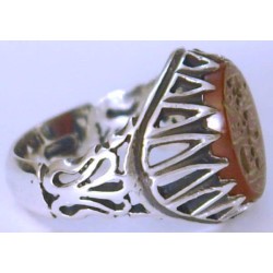 Iran Islam Quranic Ayat "Allah is Well Aware of His servants" Engraved on Agate Aqeeq Sterling Silver 925 Ring