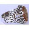 Iran Islam Quranic Ayat "Allah is Well Aware of His servants" Engraved on Agate Aqeeq Sterling Silver 925 Ring