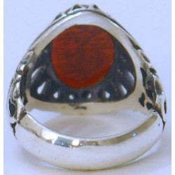 Iran Islam Quranic Ayat "Allah is Well Aware of His servants" Engraved on Agate Aqeeq Sterling Silver 925 Ring