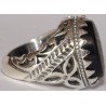 Iran Islam Shia RABBI NAJJINI BI MOHAMMAD WA ALI on Natural Black Agate Onyx Sterling Silver 925 Ring