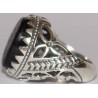 Iran Islam Shia RABBI NAJJINI BI MOHAMMAD WA ALI on Natural Black Agate Onyx Sterling Silver 925 Ring
