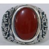 Iran Islam Shia Imam Ali Name on Rings Sides with Natural Agate Aqeeq Aqiq Sterling Silver 925 Ring