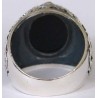 Iran Islam Shia Imam Ali Name on Rings Sides with Natural Onyx Black Agate Aqeeq Sterling Silver 925 Ring