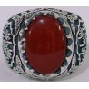Iran Islam Shia Imam Ali Name on Rings Sides with Natural Agate Aqeeq Aqiq Sterling Silver 925 Ring