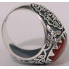 Iran Islam Shia Imam Ali Name on Rings Sides with Natural Agate Aqeeq Aqiq Sterling Silver 925 Ring