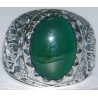 Iran Islam Shia Imam Ali Name on Rings Sides with Natural Chrysoprase Green Agate Aqeeq Sterling Silver 925 Ring