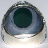 Iran Islam Shia Imam Ali Name on Rings Sides with Natural Chrysoprase Green Agate Aqeeq Sterling Silver 925 Ring