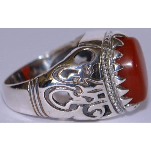 Iran Islamic Hadith Imam "Ali Stands with Truth" on Both Ring Sides Natural Agate Sterling Silver 925 Ring Iran Islamic Hadith Imam "Ali Stands with Truth" on Both Ring Sides Natural Agate Sterling Silver 925 Ring