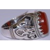 Iran Islamic Hadith Imam "Ali Stands with Truth" on Both Ring Sides Natural Agate Sterling Silver 925 Ring