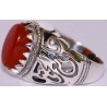Iran Islamic Hadith Imam "Ali Stands with Truth" on Both Ring Sides Natural Agate Sterling Silver 925 Ring