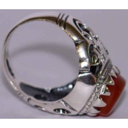 Iran Islamic Hadith Imam "Ali Stands with Truth" on Both Ring Sides Natural Agate Sterling Silver 925 Ring