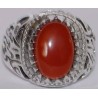 Iran Islamic Hadith Imam "Ali Stands with Truth" on Both Ring Sides Natural Agate Sterling Silver 925 Ring
