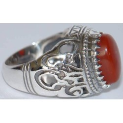 Iran Islamic Hadith Imam "Ali Stands with Truth" on Both Ring Sides Natural Agate Sterling Silver 925 Ring