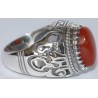 Iran Islamic Hadith Imam "Ali Stands with Truth" on Both Ring Sides Natural Agate Sterling Silver 925 Ring