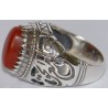 Iran Islamic Hadith Imam "Ali Stands with Truth" on Both Ring Sides Natural Agate Sterling Silver 925 Ring