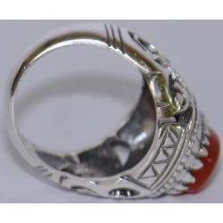 Iran Islamic Hadith Imam "Ali Stands with Truth" on Both Ring Sides Natural Agate Sterling Silver 925 Ring