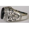 Iran Islamic Hadith Imam "Ali Stands with Truth" on Both Ring Sides Natural Onyx Black Agate Sterling Silver 925 Ring