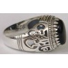 Iran Islamic Hadith Imam "Ali Stands with Truth" on Both Ring Sides Natural Onyx Black Agate Sterling Silver 925 Ring