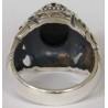 Iran Islamic Hadith Imam "Ali Stands with Truth" on Both Ring Sides Natural Onyx Black Agate Sterling Silver 925 Ring