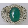 Iran Islamic Hadith Imam "Ali Stands with Truth" on Both Ring Sides Natural Chrysoprase Green Agate Sterling Silver 925 Ring