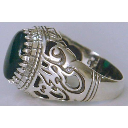 Iran Islamic Hadith Imam "Ali Stands with Truth" on Both Ring Sides Natural Chrysoprase Green Agate Sterling Silver 925 Ring Iran Islamic Hadith Imam "Ali Stands with Truth" on Both Ring Sides Natural Chrysoprase Green Agate Sterling Silver 925 Ring