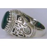 Iran Islamic Hadith Imam "Ali Stands with Truth" on Both Ring Sides Natural Chrysoprase Green Agate Sterling Silver 925 Ring