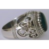 Iran Islamic Hadith Imam "Ali Stands with Truth" on Both Ring Sides Natural Chrysoprase Green Agate Sterling Silver 925 Ring