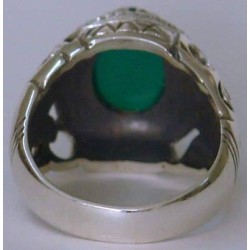 Iran Islamic Hadith Imam "Ali Stands with Truth" on Both Ring Sides Natural Chrysoprase Green Agate Sterling Silver 925 Ring