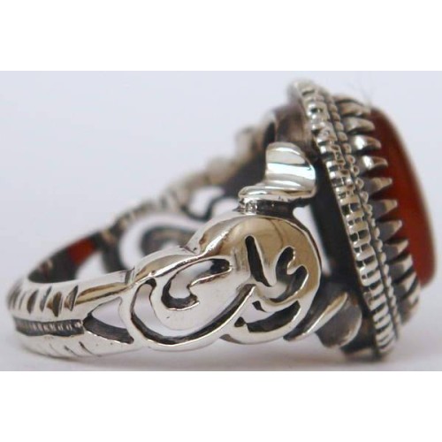 Iran Islam Shia Imam ALI Name on Rings Sides with Natural Agate Aqeeq Aqiq Sterling Silver 925 Ring Iran Islam Shia Imam ALI Name on Rings Sides with Natural Agate Aqeeq Aqiq Sterling Silver 925 Ring