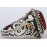 Iran Islam Shia Imam ALI Name on Rings Sides with Natural Agate Aqeeq Aqiq Sterling Silver 925 Ring