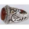 Iran Islam Shia Imam ALI Name on Rings Sides with Natural Agate Aqeeq Aqiq Sterling Silver 925 Ring