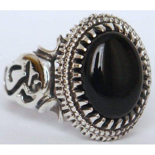 Iran Islam Shia Imam ALI Name on Rings Sides with Natural Onyx Black Agate Aqeeq Sterling Silver 925 Ring Iran Islam Shia Imam ALI Name on Rings Sides with Natural Onyx Black Agate Aqeeq Sterling Silver 925 Ring