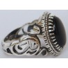 Iran Islam Shia Imam ALI Name on Rings Sides with Natural Onyx Black Agate Aqeeq Sterling Silver 925 Ring