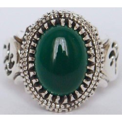 Iran Islam Shia Imam ALI Name on Rings Sides with Natural Chrysoprase Green Agate Aqeeq Sterling Silver 925 Ring