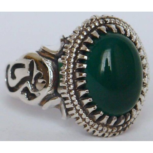 Iran Islam Shia Imam ALI Name on Rings Sides with Natural Chrysoprase Green Agate Aqeeq Sterling Silver 925 Ring Iran Islam Shia Imam ALI Name on Rings Sides with Natural Chrysoprase Green Agate Aqeeq Sterling Silver 925 Ring