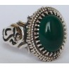 Iran Islam Shia Imam ALI Name on Rings Sides with Natural Chrysoprase Green Agate Aqeeq Sterling Silver 925 Ring