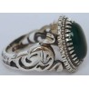 Iran Islam Shia Imam ALI Name on Rings Sides with Natural Chrysoprase Green Agate Aqeeq Sterling Silver 925 Ring