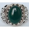 Iran Islamic Hadith Imam "Ali Stands with Truth" on Both Ring Sides Natural Chrysoprase Green Agate Sterling Silver 925 Ring