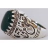 Iran Islamic Hadith Imam "Ali Stands with Truth" on Both Ring Sides Natural Chrysoprase Green Agate Sterling Silver 925 Ring