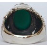 Iran Islamic Hadith Imam "Ali Stands with Truth" on Both Ring Sides Natural Chrysoprase Green Agate Sterling Silver 925 Ring