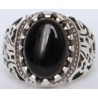 Iran Islamic Hadith Imam "Ali Stands with Truth" on Both Ring Sides Natural Onyx Black Agate Sterling Silver 925 Ring